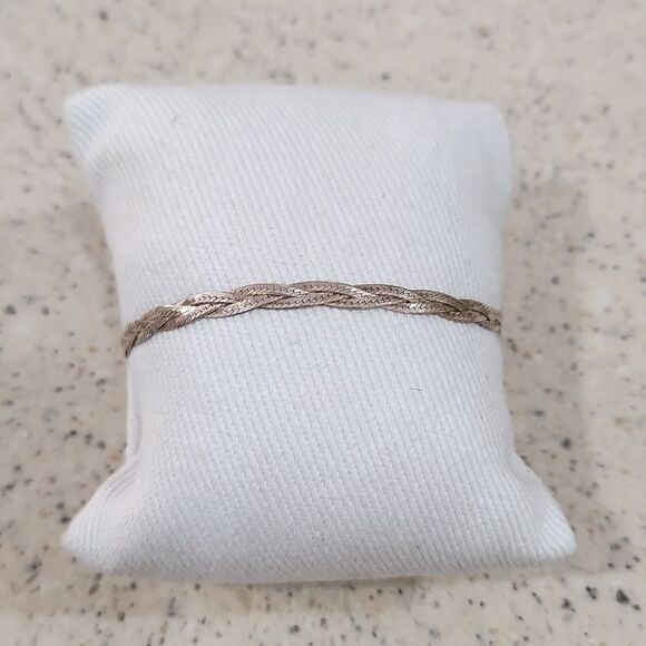 Vintage Sterling Triple Braided Herringbone Bracelet - Picture 1 of 6